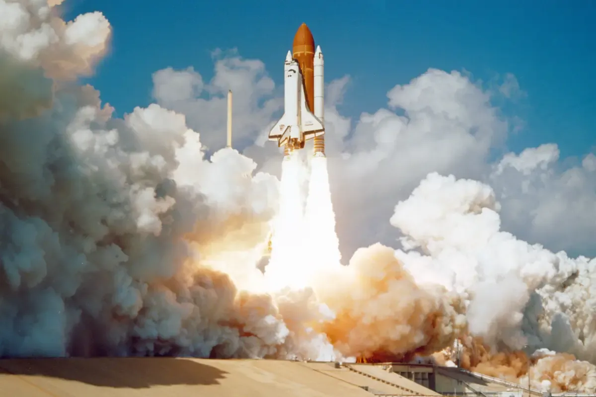 The Space Shuttle Challenger launching from Complex 39. Photo courtesty of NASA.
