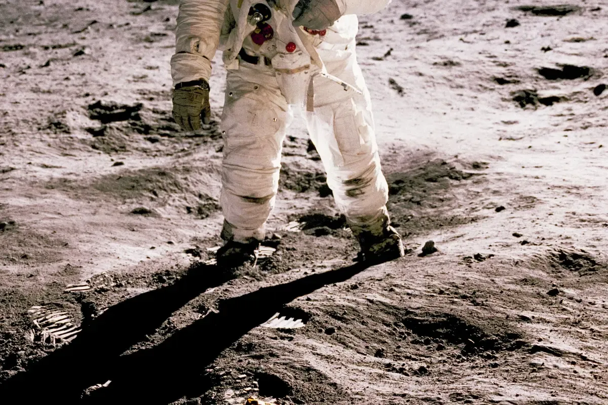 Apollo 11 astronaut Buzz Aldrin walks on the surface of the moon on July 20, 1969, in a photograph taken by Neil Armstrong.