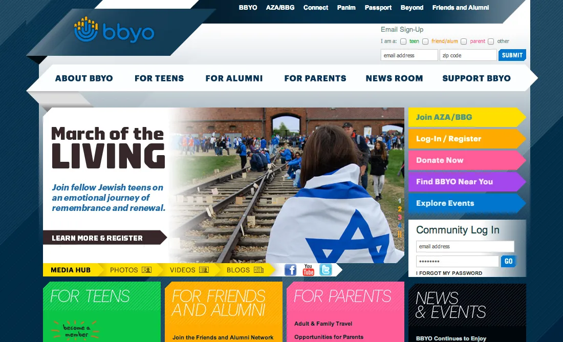 BBYO website screenshot