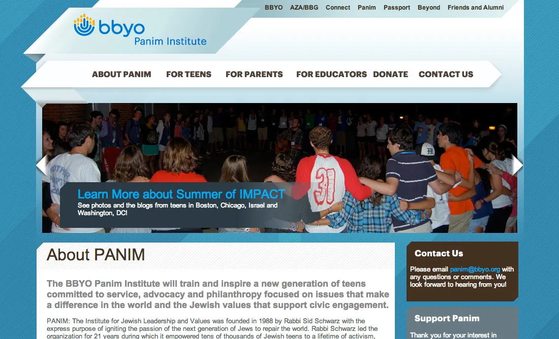 BBYO website screenshot