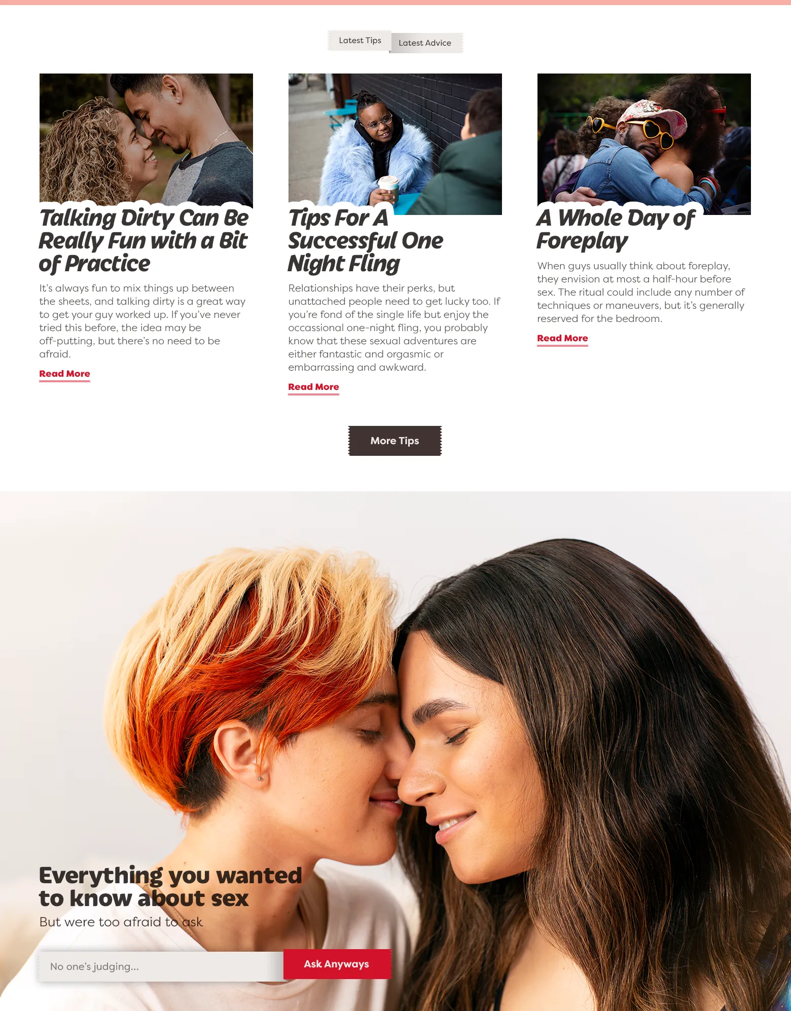 Screenshot of website concept