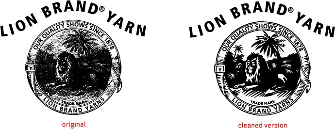 Lion Brand Yarn logo optimization for small printing