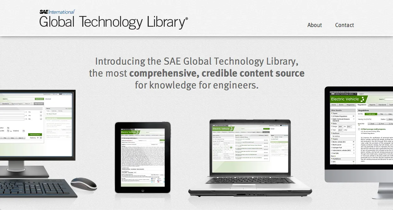 SAE Digital Library website screenshot
