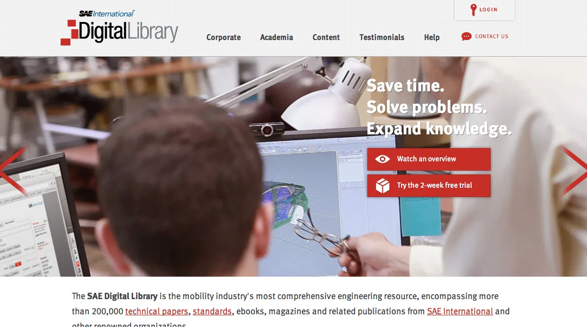 SAE Digital Library website screenshot