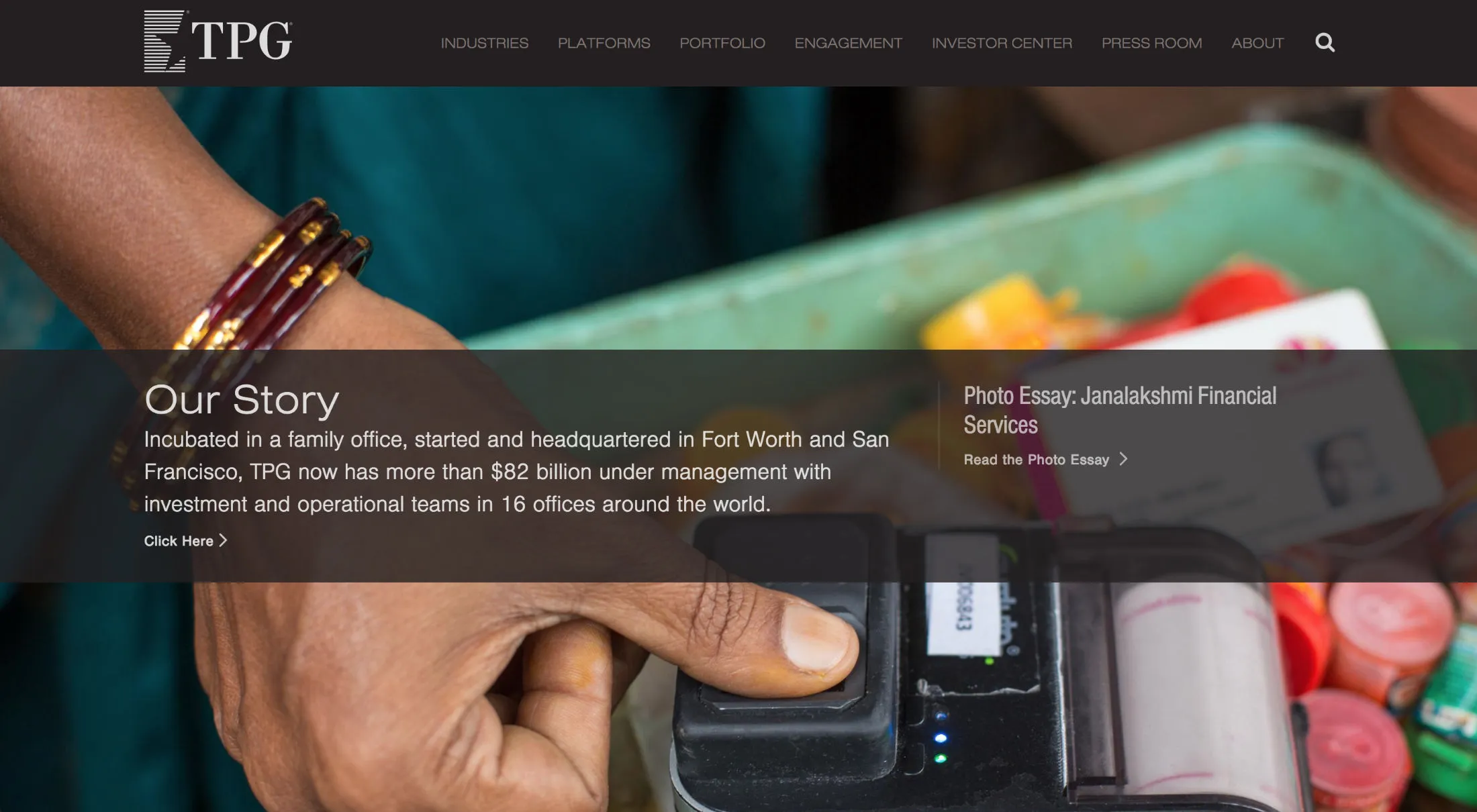 Screenshot of tpg.com website